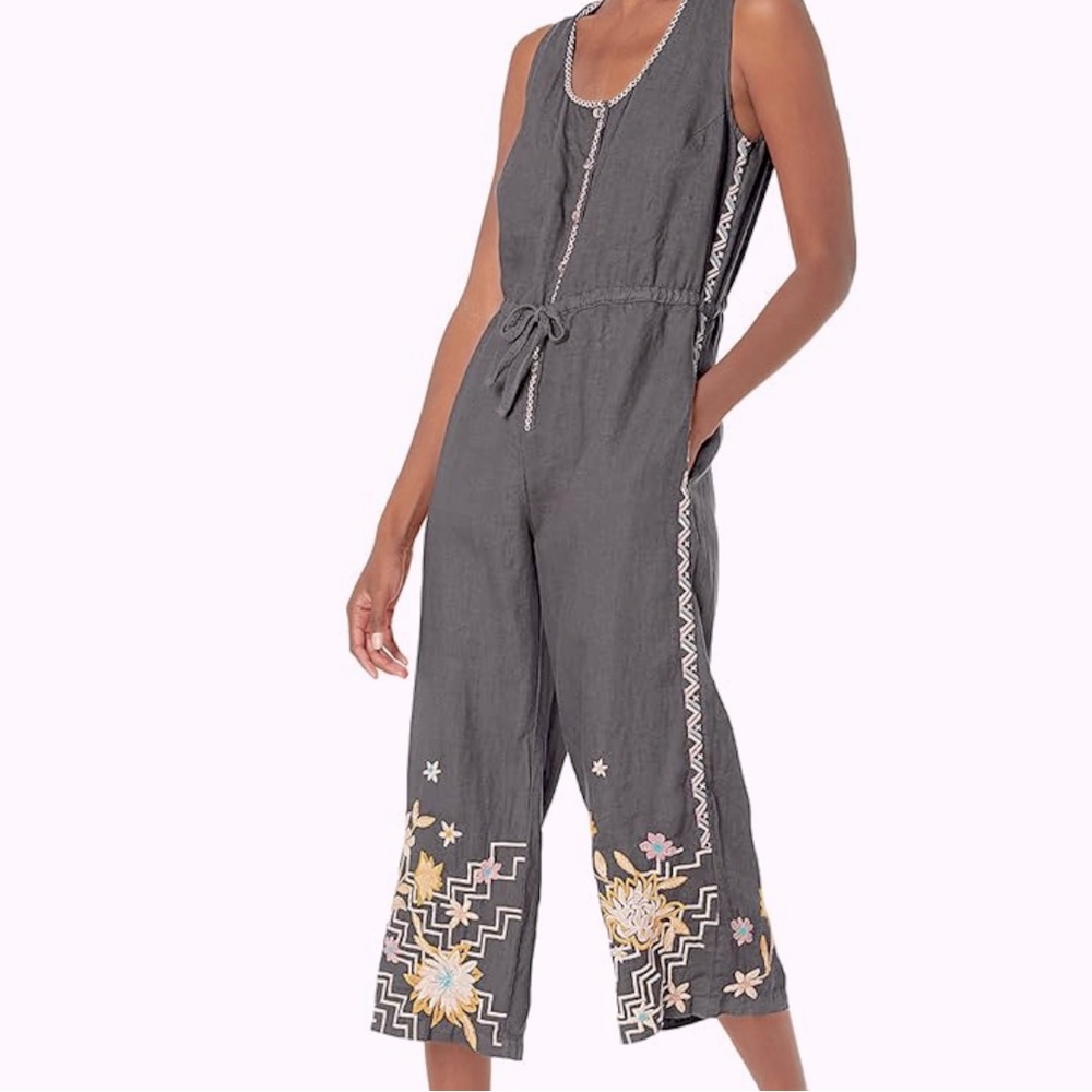 Embroidered Gray Jumpsuit